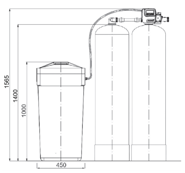 Ecosoft 10x54 TWIN well water softener with 1” CE valve