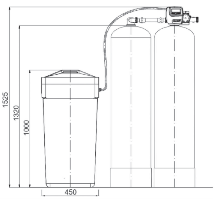 Ecosoft 12x52 TWIN well water softener with 1” CE valve