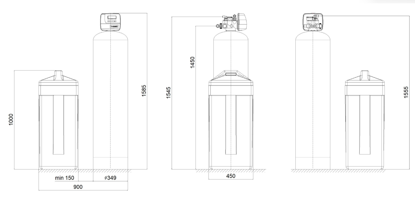 Ecosoft Bi-Block 13x54 well water softener with 1” CE valve