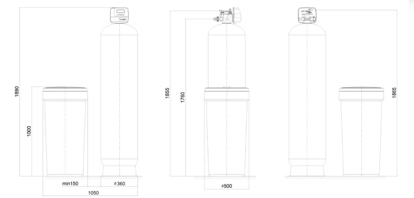Ecosoft Bi-Block 14x65 well water softener with 1” CE valve