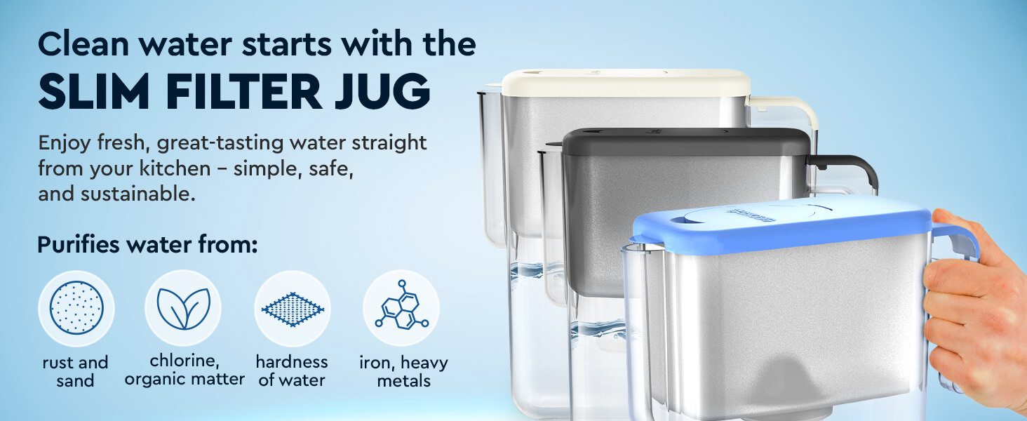 Slim Ivory water filter jug