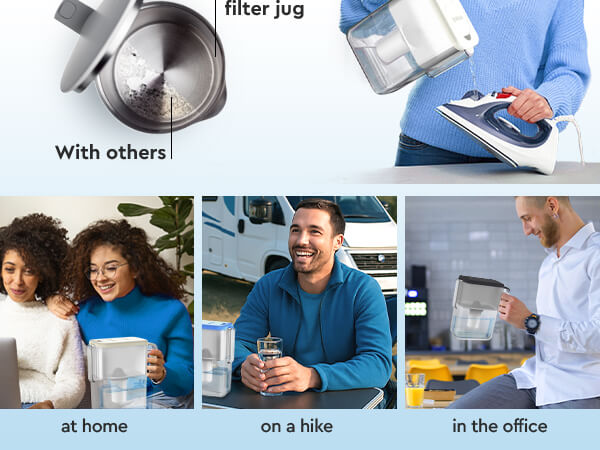Slim Grey water filter jug