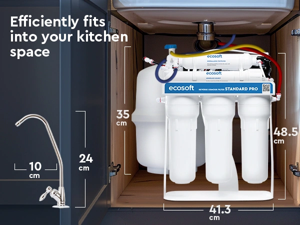 Ecosoft STANDARD PRO RO System with Pump on Metal Rack
