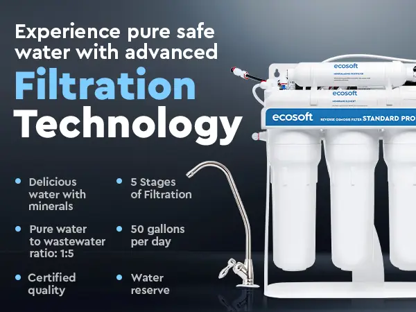 Ecosoft STANDARD PRO RO System with Pump on Metal Rack