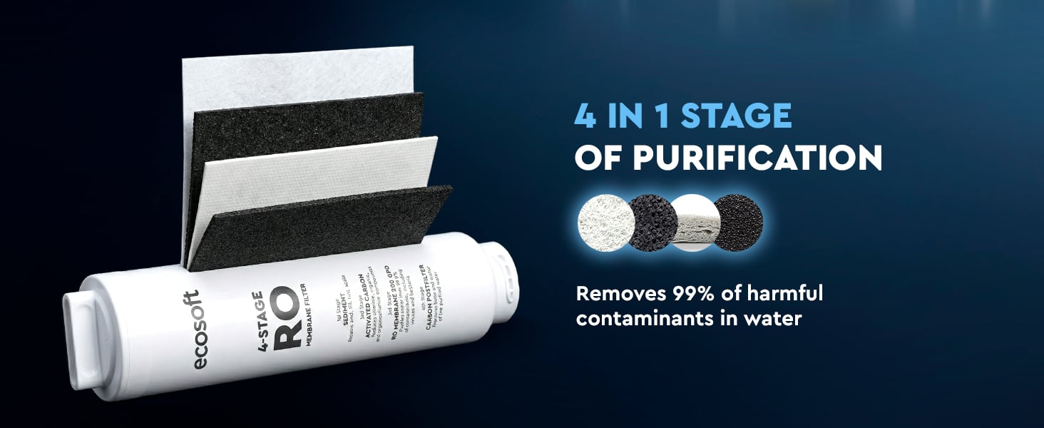 Ecosoft SPARK smart countertop reverse osmosis dispenser with sparkling, cold & hot water