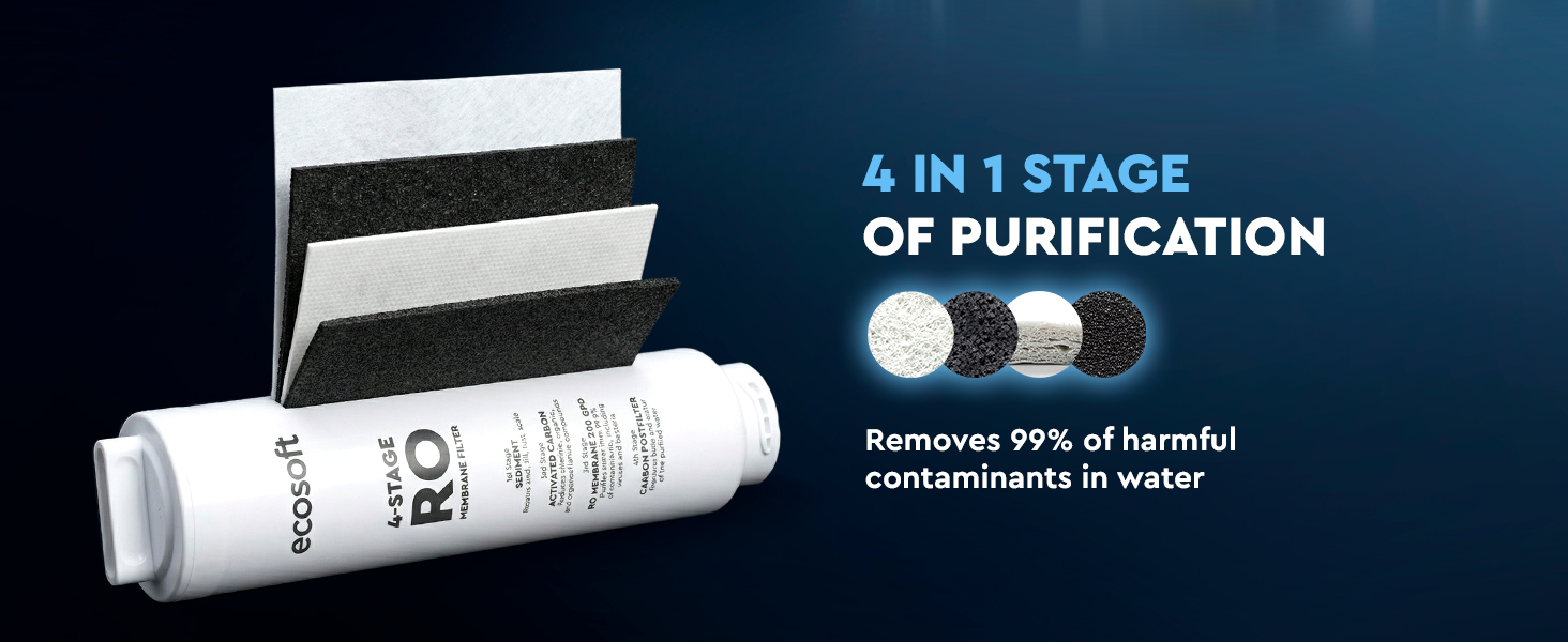 Ecosoft SPARK smart countertop reverse osmosis dispenser with sparkling, cold & hot water