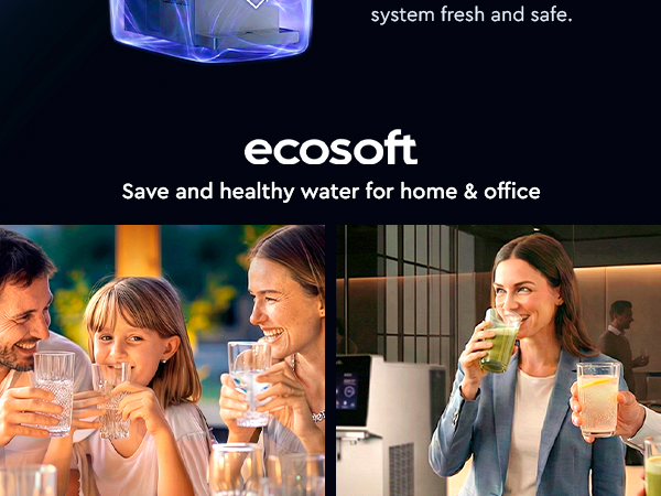 Ecosoft SPARK smart countertop reverse osmosis dispenser with sparkling, cold & hot water