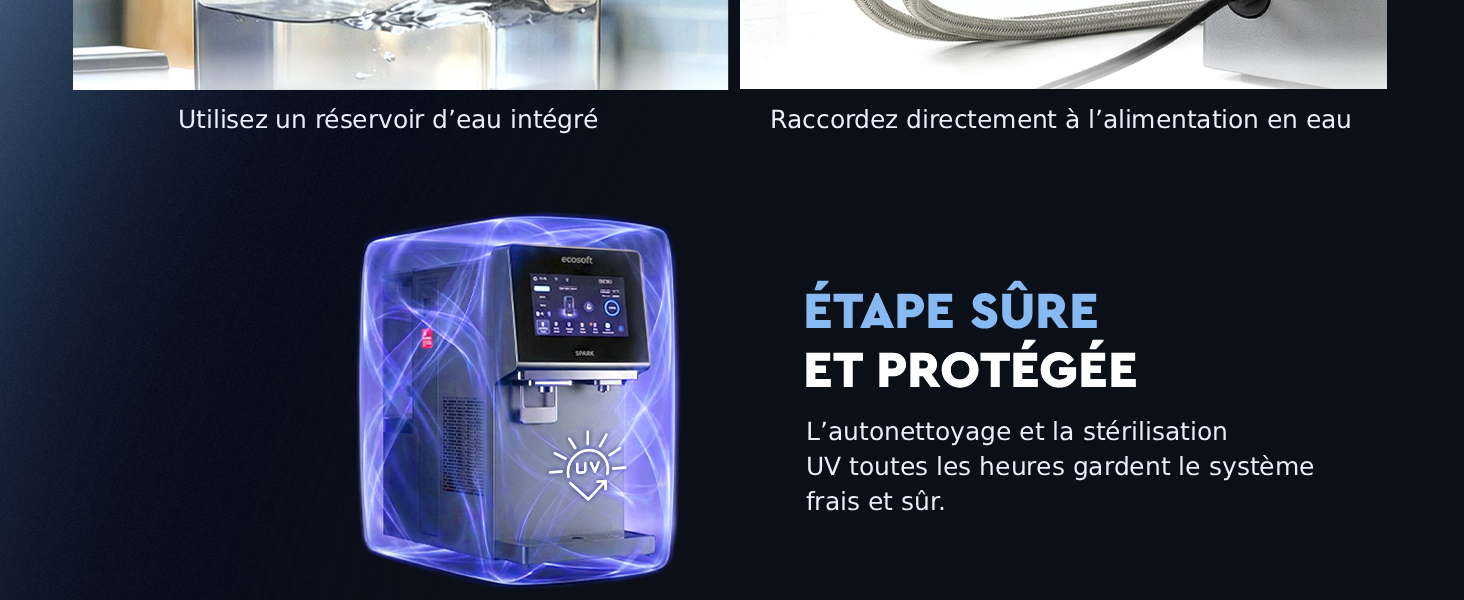 Ecosoft SPARK smart countertop reverse osmosis dispenser with sparkling, cold & hot water