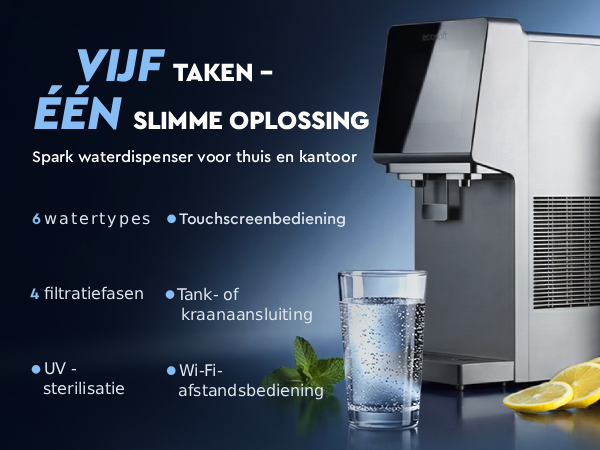 Ecosoft SPARK smart countertop reverse osmosis dispenser with sparkling, cold & hot water