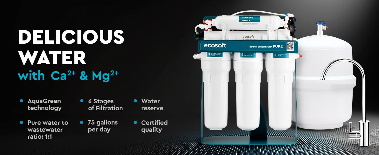 Ecosoft PURE Balance reverse osmosis filter with pump