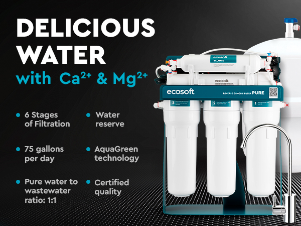 Ecosoft PURE Balance reverse osmosis filter with pump
