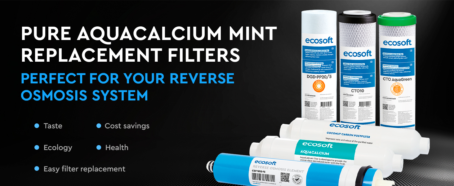 Ecosoft PURE AquaCalcium annual replacement filter set with membrane