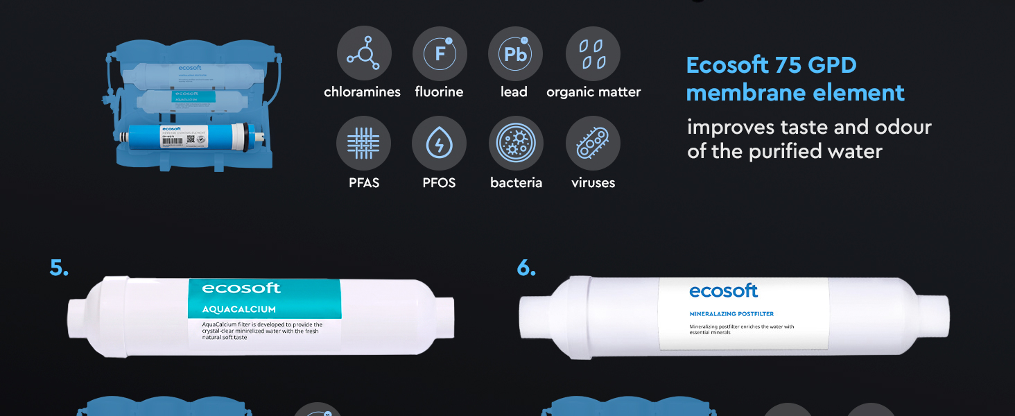 Ecosoft PURE AquaCalcium annual replacement filter set with membrane