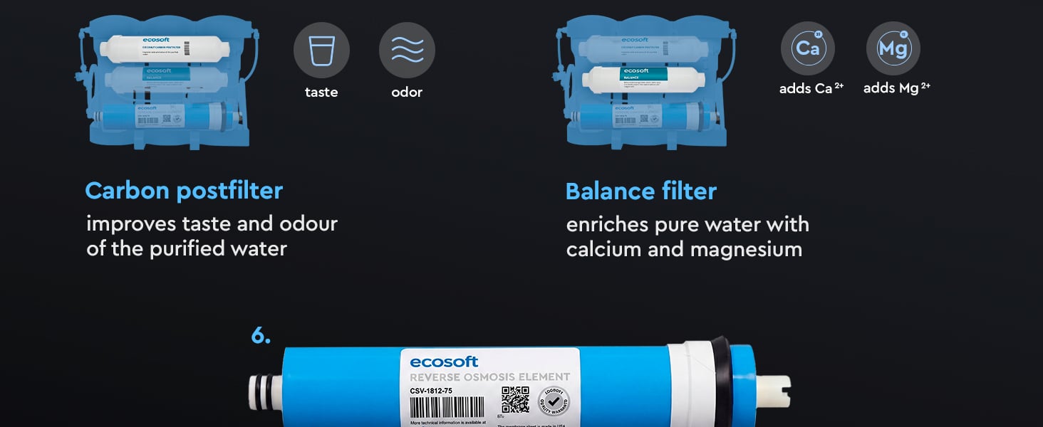 Ecosoft PURE Balance annual replacement filter set with membrane