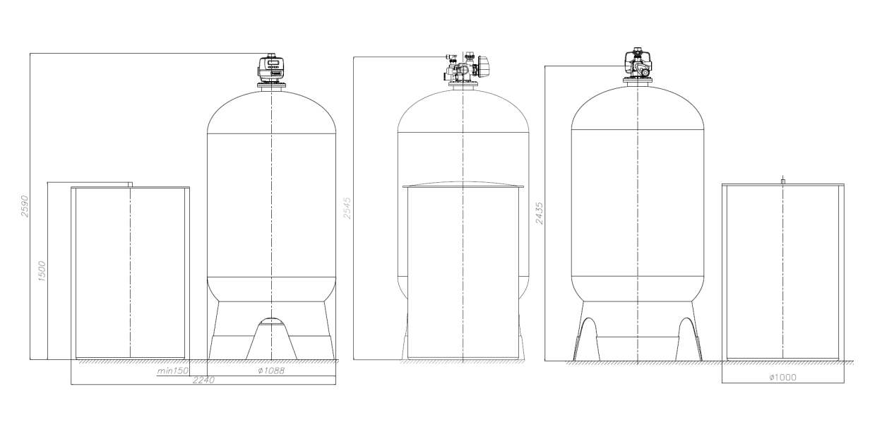 Ecosoft 42x72 softener assembly without media with 2" CE valve