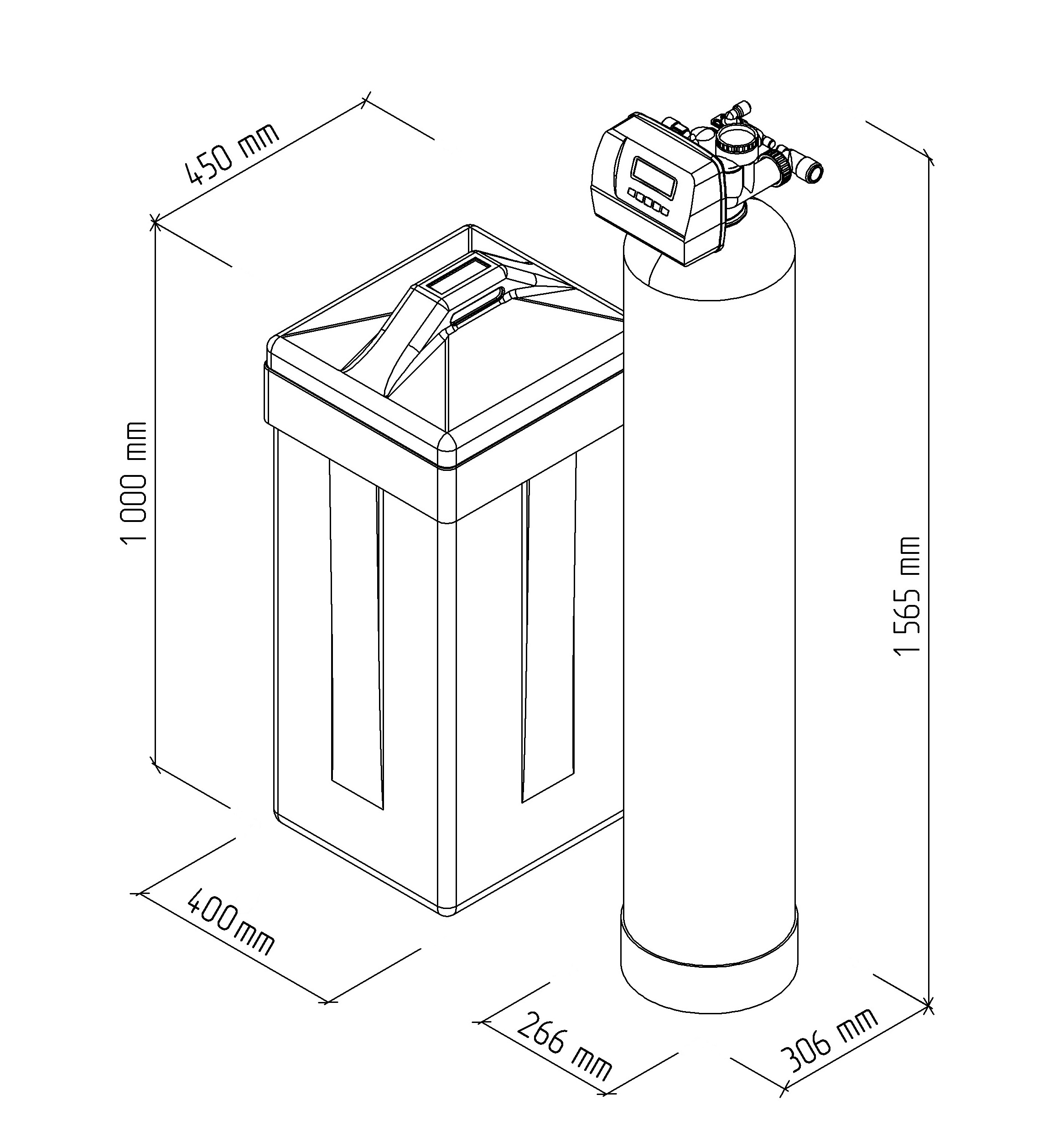 Ecosoft 10x54 softener assembly without media with 1" CE valve