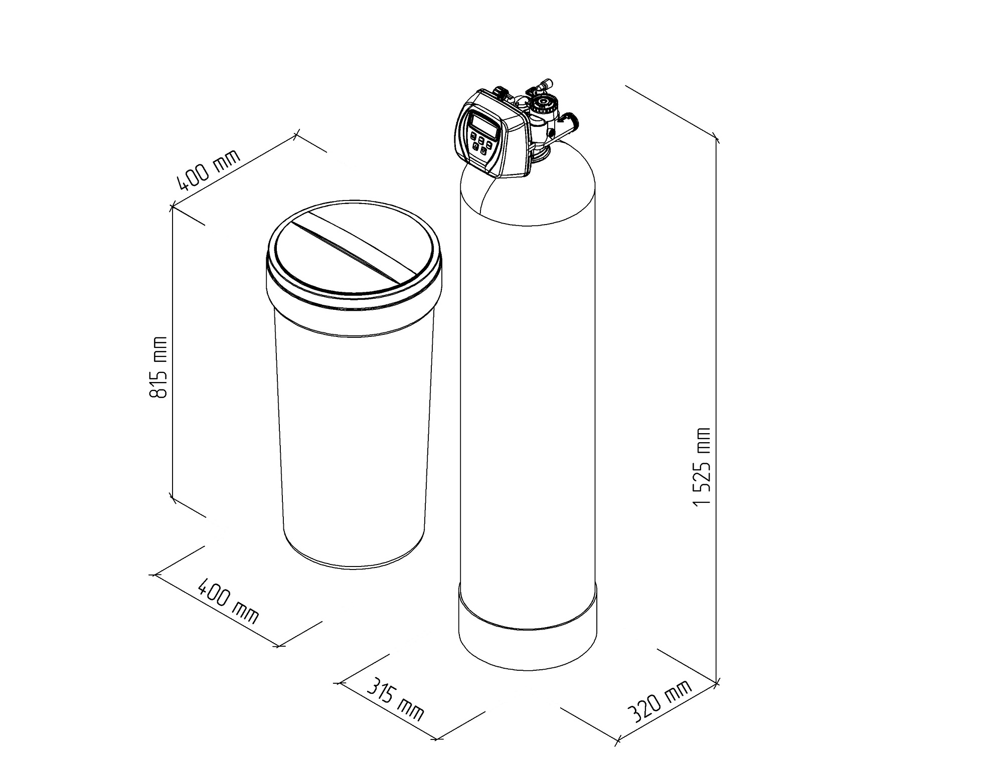 Ecosoft 12x52 softener assembly without media with 1" CI valve