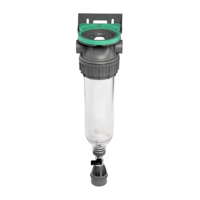 3P Gehäuse ECO 9" ¾ transparente PET-Schale mit Venturi-Ventil + Abfluss ½" 