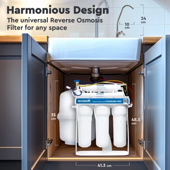 Ecosoft STANDARD PRO RO System with Pump on Metal Rack