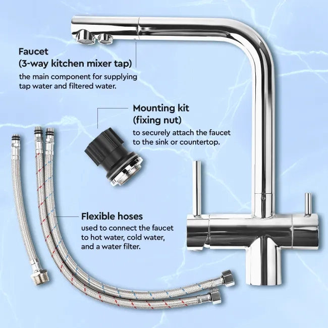 3 way tap kitchen drinking faucet
