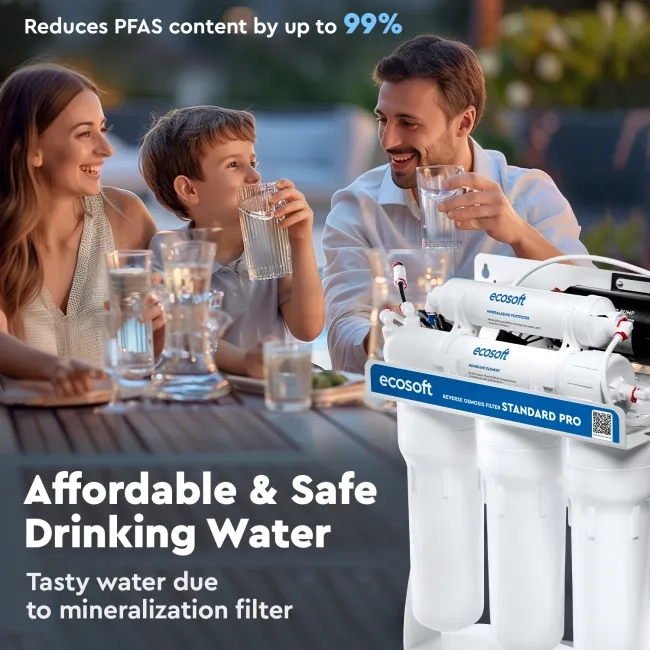 Ecosoft STANDARD PRO RO System with Pump on Metal Rack