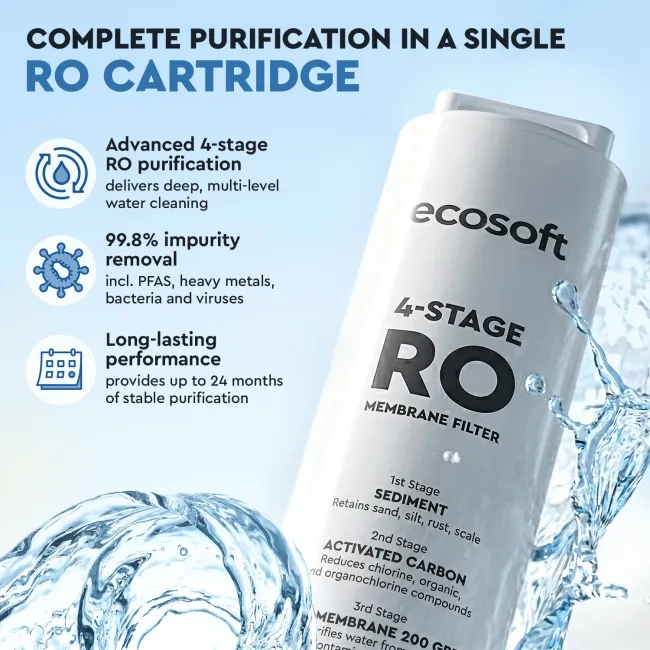 Ecosoft SPARK smart countertop reverse osmosis dispenser with sparkling, cold & hot water