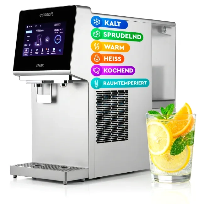Ecosoft SPARK smart countertop reverse osmosis dispenser with sparkling, cold & hot water