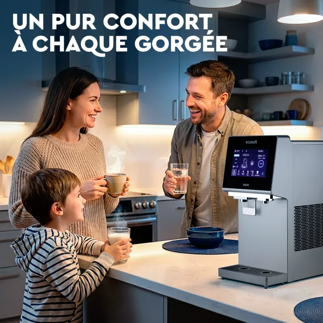 Ecosoft SPARK smart countertop reverse osmosis dispenser with sparkling, cold & hot water