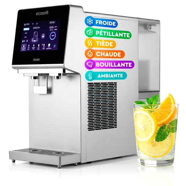 Ecosoft SPARK smart countertop reverse osmosis dispenser with sparkling, cold & hot water