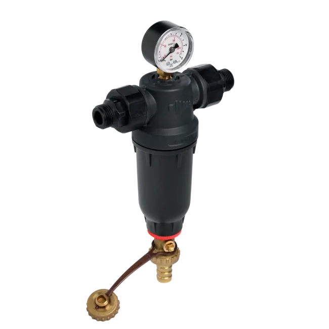 Self-Cleaning PA-R Filter with 304 Stainless Steel Mesh Cartridges, with ½” FM and ¾” M Connection