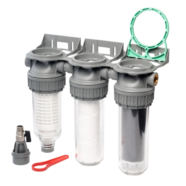 3-stage water filter for well or rain water ¾– ¾"