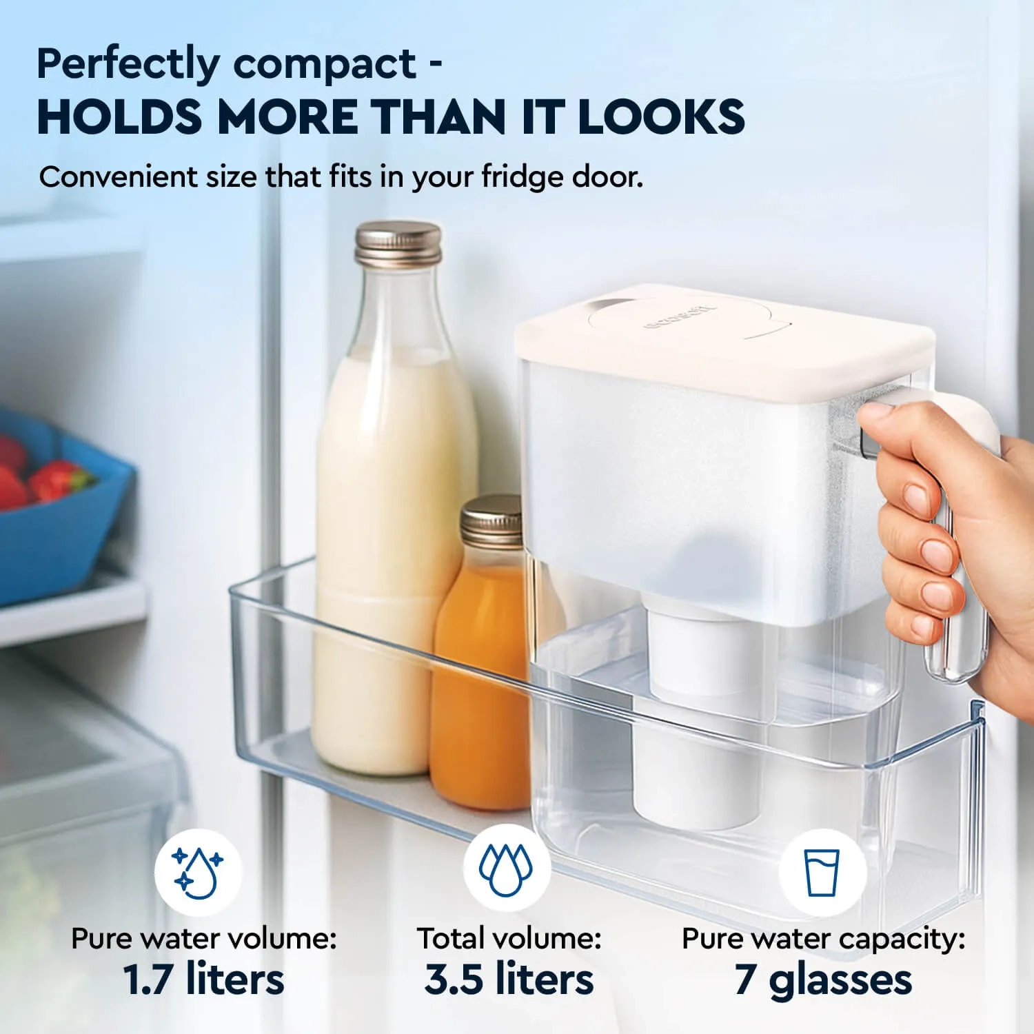 Slim Ivory water filter jug