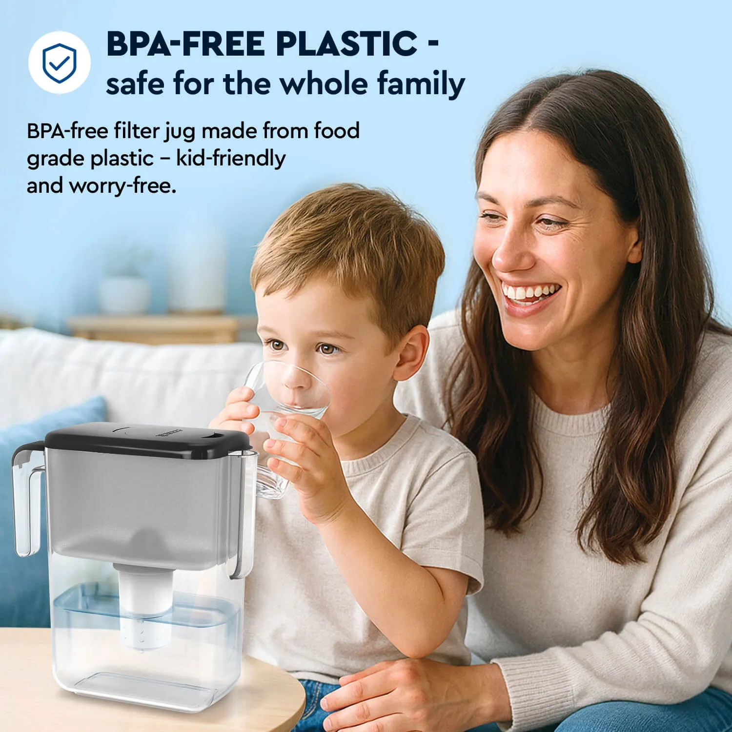 Slim Grey water filter jug