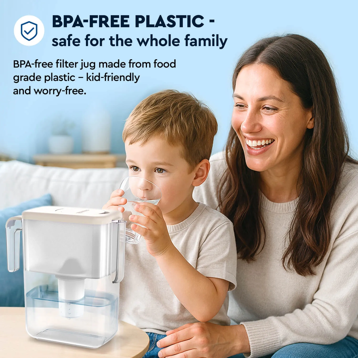 Slim Ivory water filter jug