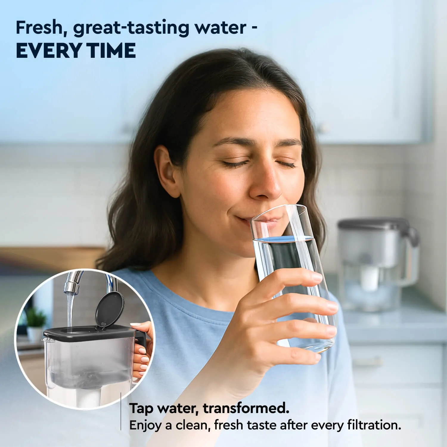 Slim Grey water filter jug