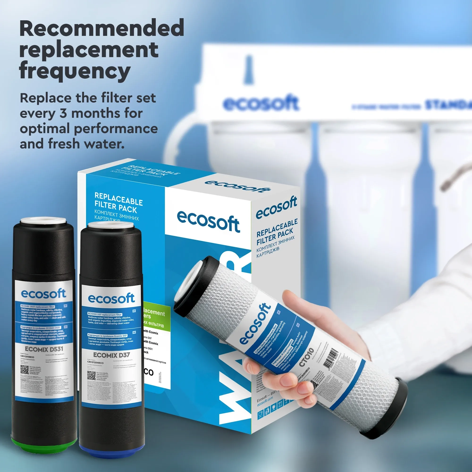 Ecosoft advanced set of replacement filters for 3-stage water filters