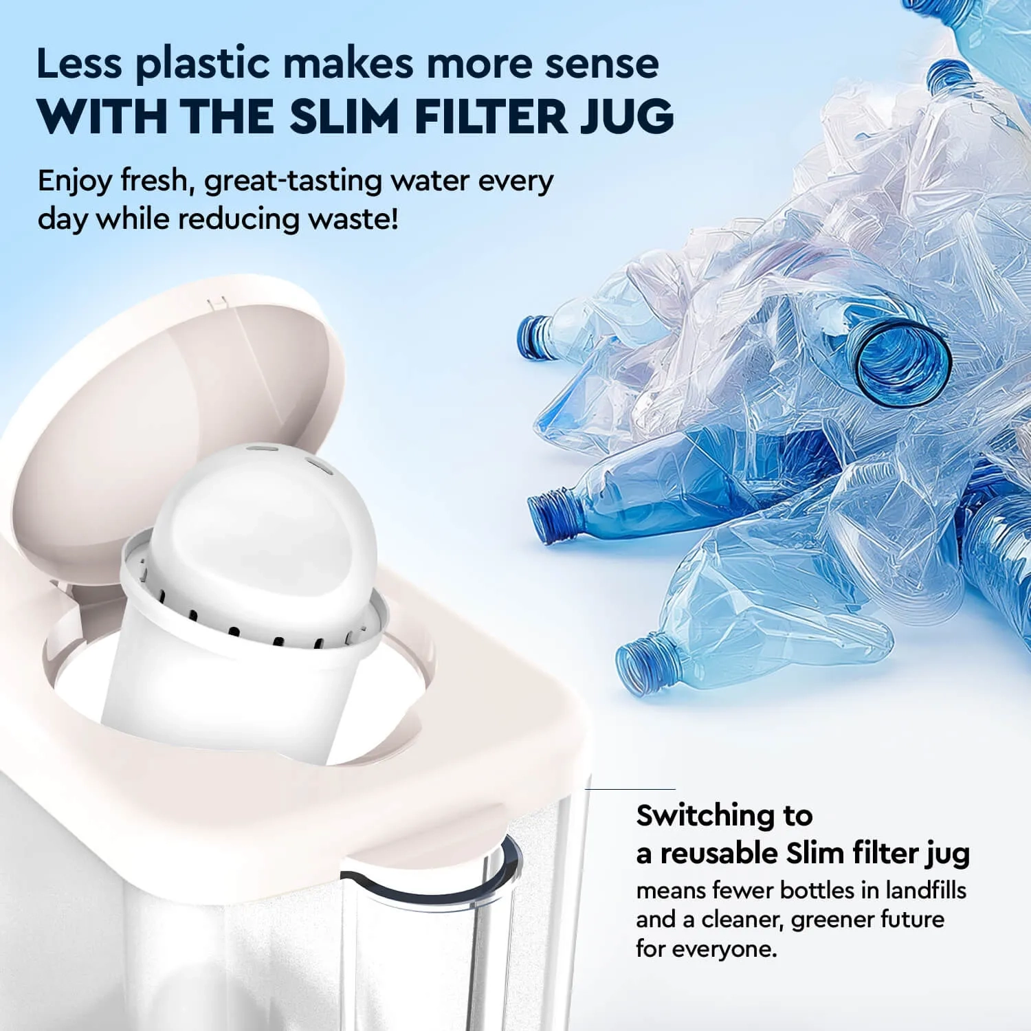 Slim Ivory water filter jug