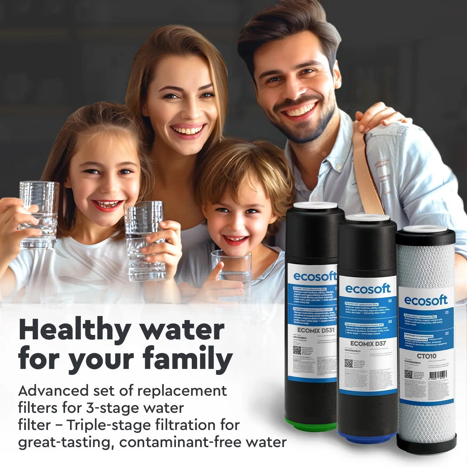 Ecosoft advanced set of replacement filters for 3-stage water filters