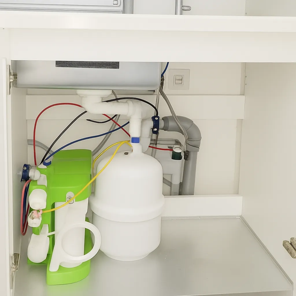 Acqua potabile sicura con minerali per il consumo quotidiano in un appartamento a Kiev