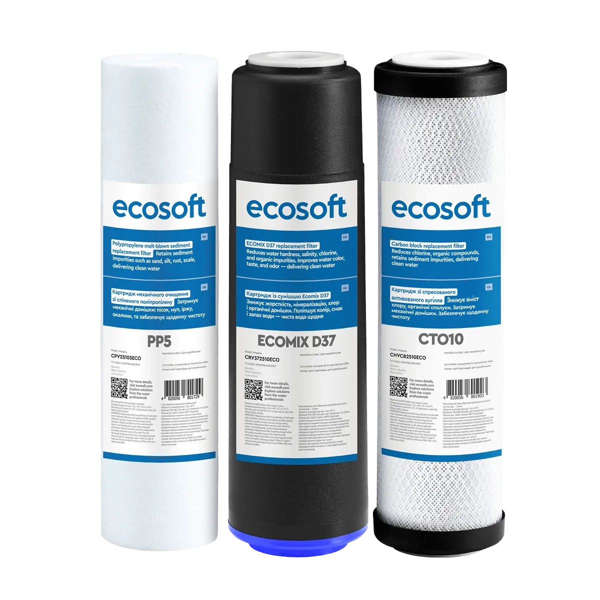 Ecosoft Standard 3-stage filter replacement filter set