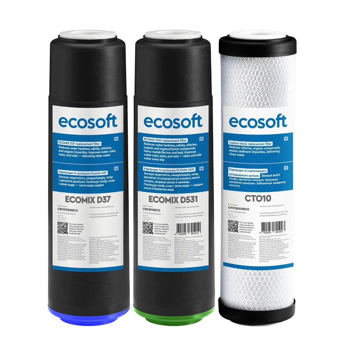 Ecosoft Standard 3-stage filter advanced replacement filter set