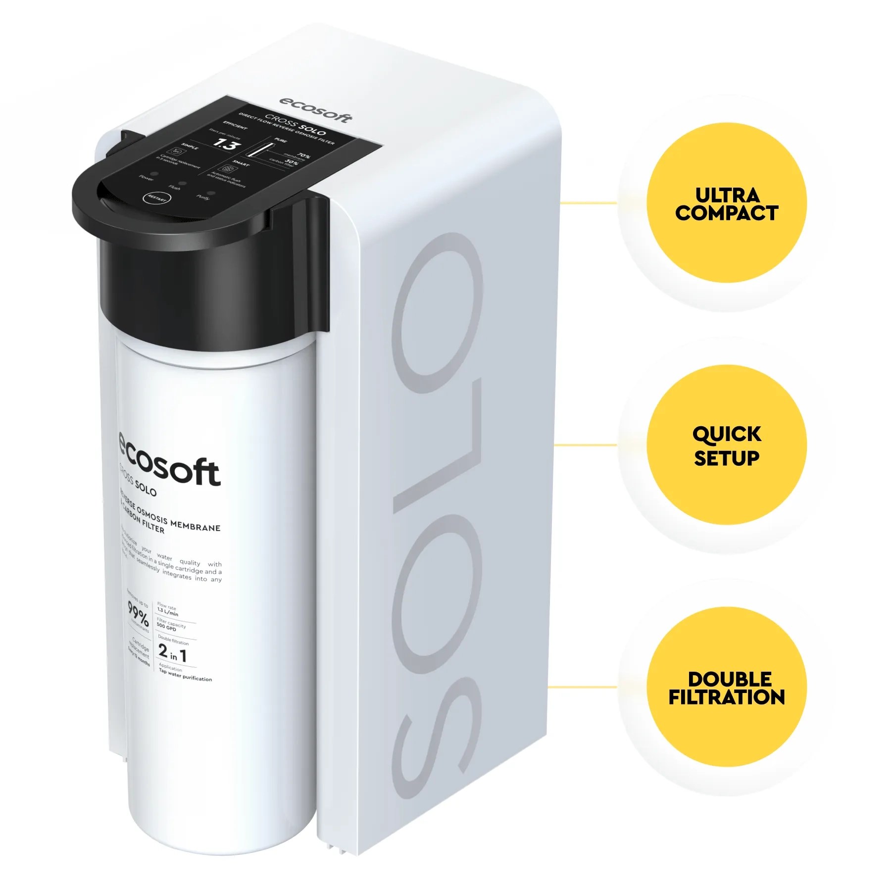 Filtro de ósmosis inversa de flujo directo Ecosoft CROSS Solo