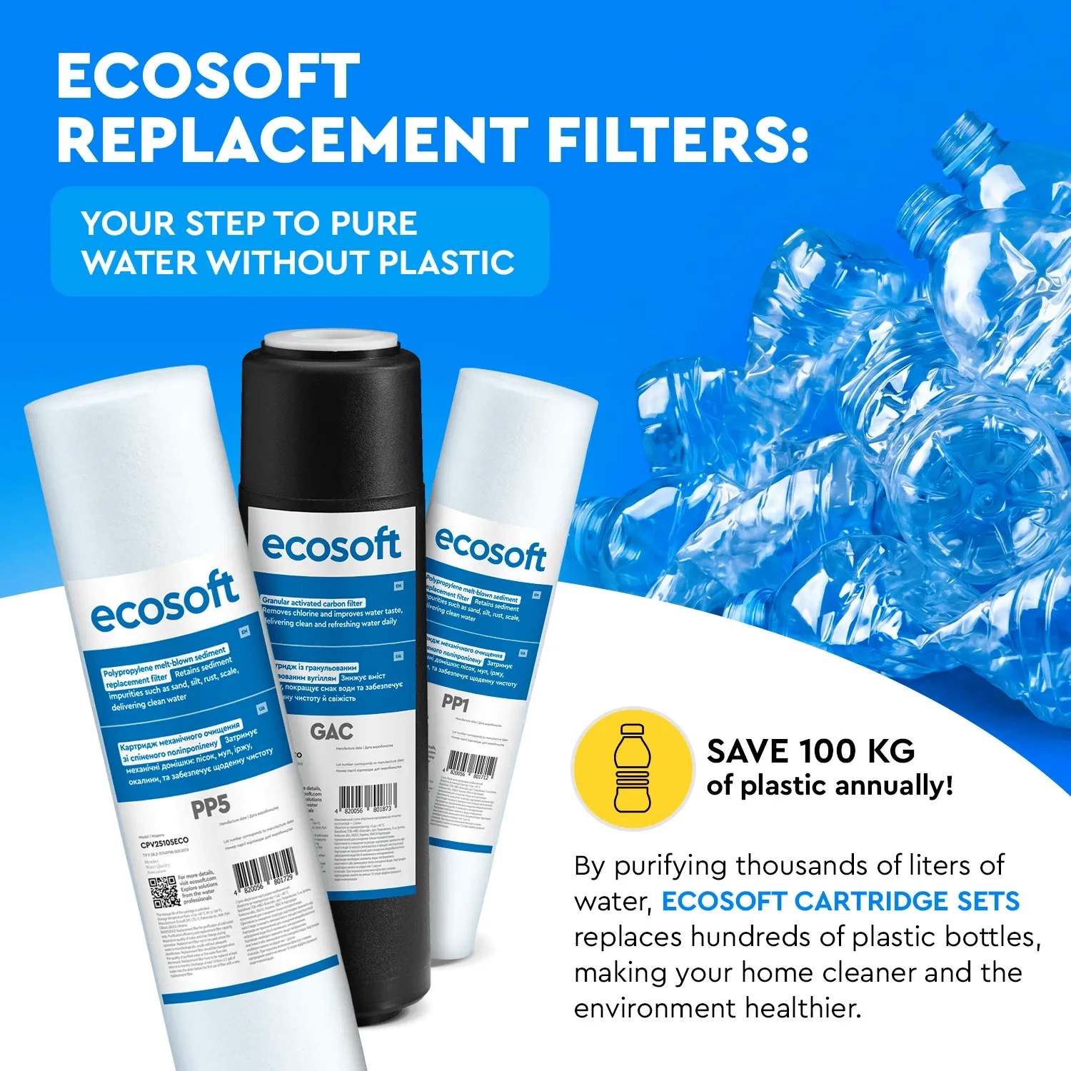 Ecosoft Standard reverese osmosis prefiltration replacement filter set