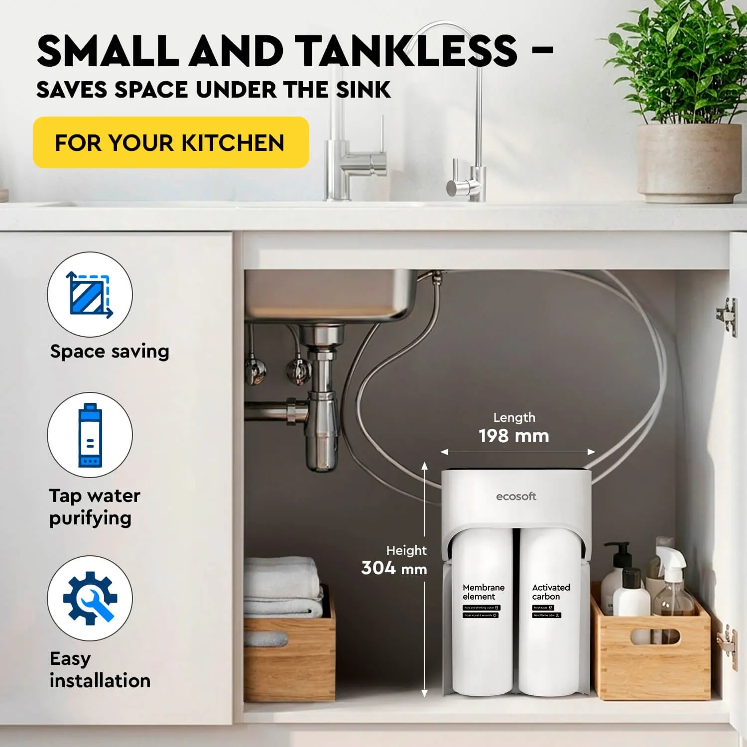 Ecosoft CROSS MAX direct flow reverse osmosis filter