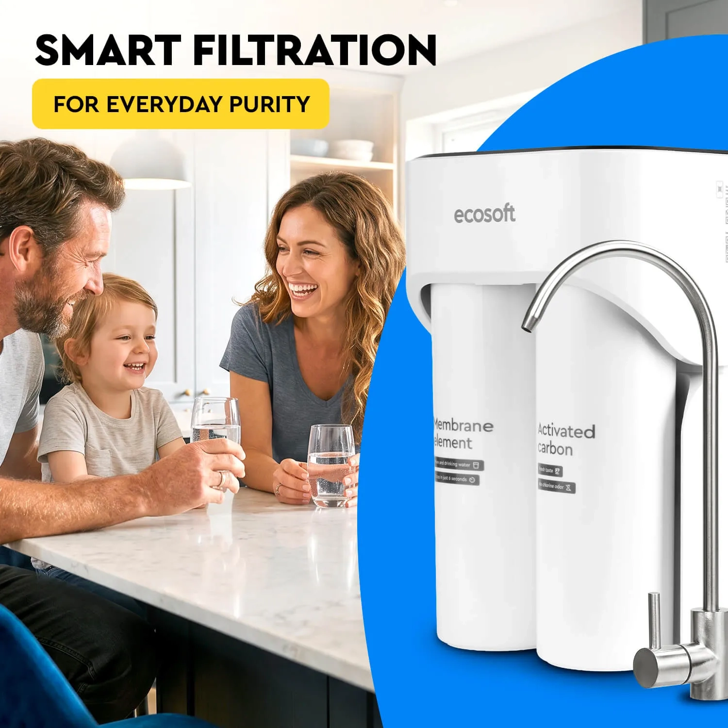 Ecosoft CROSS MAX direct flow reverse osmosis filter