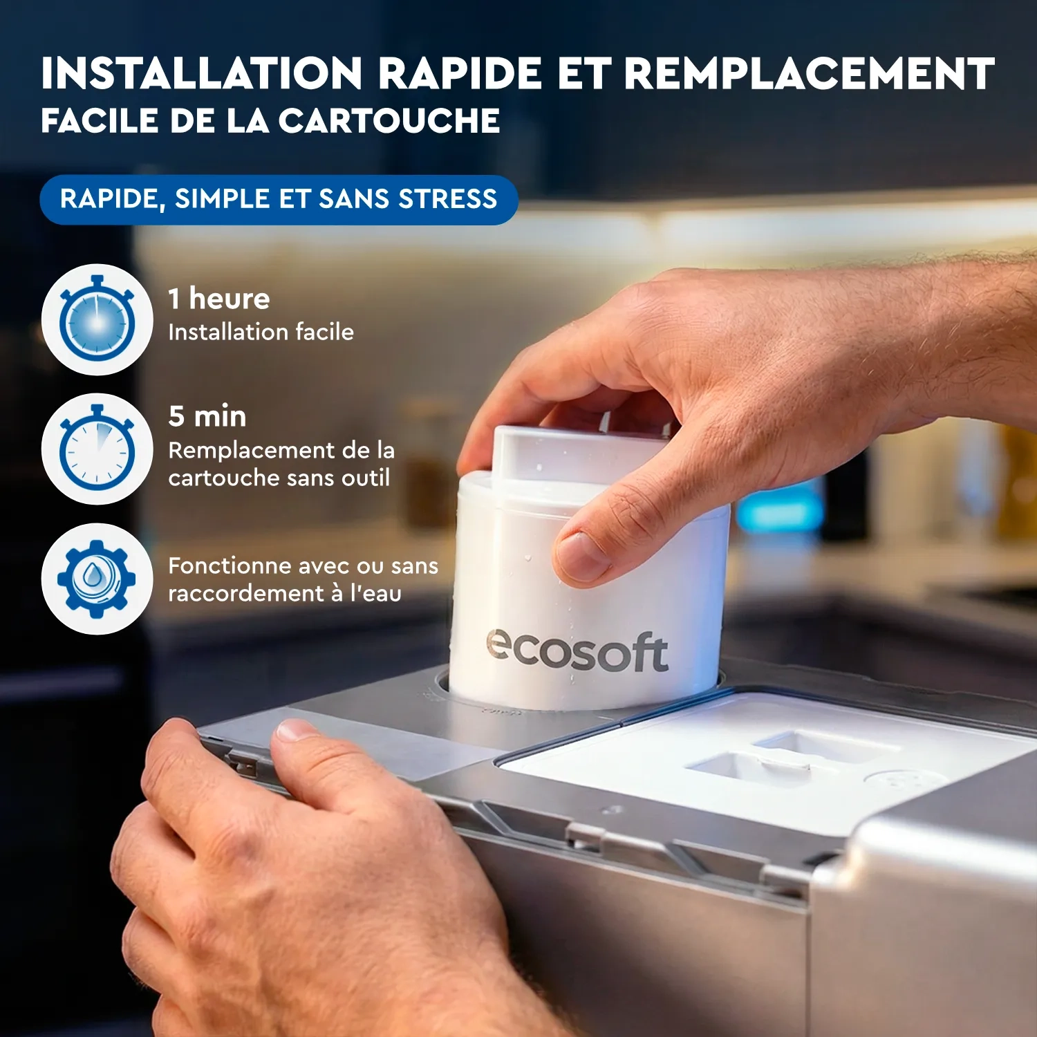 Ecosoft SPARK smart countertop reverse osmosis dispenser with sparkling, cold & hot water