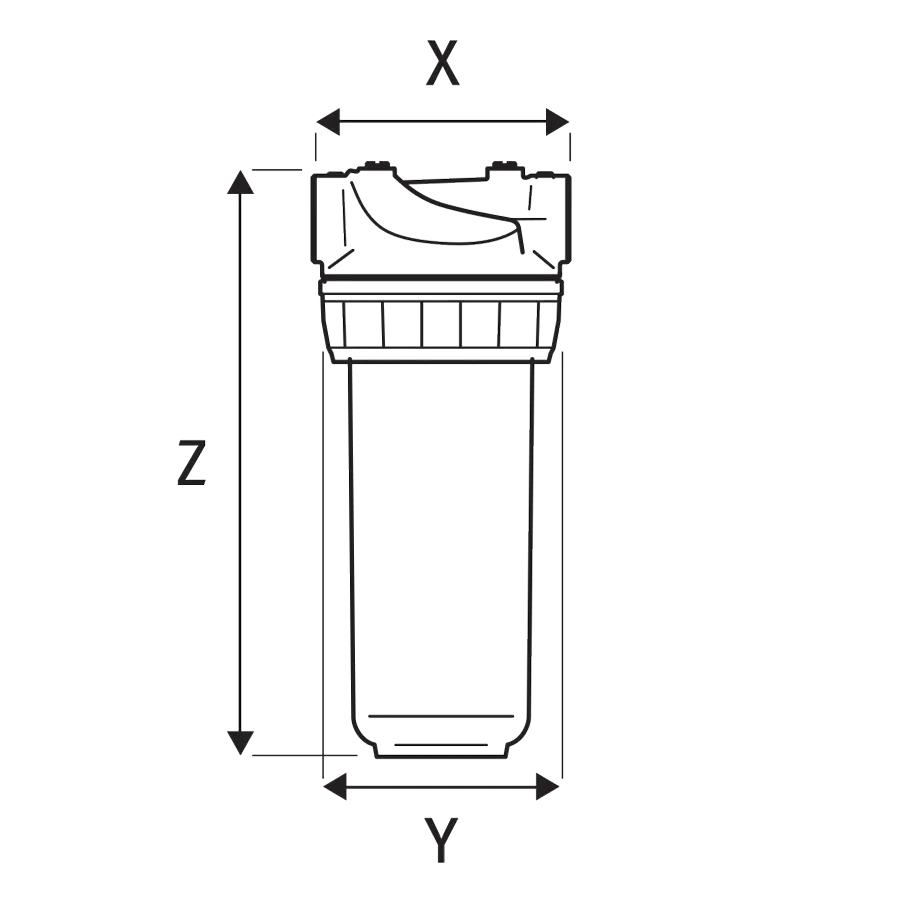 3P INOX housing in natural brass 9 ¾" – ½" F