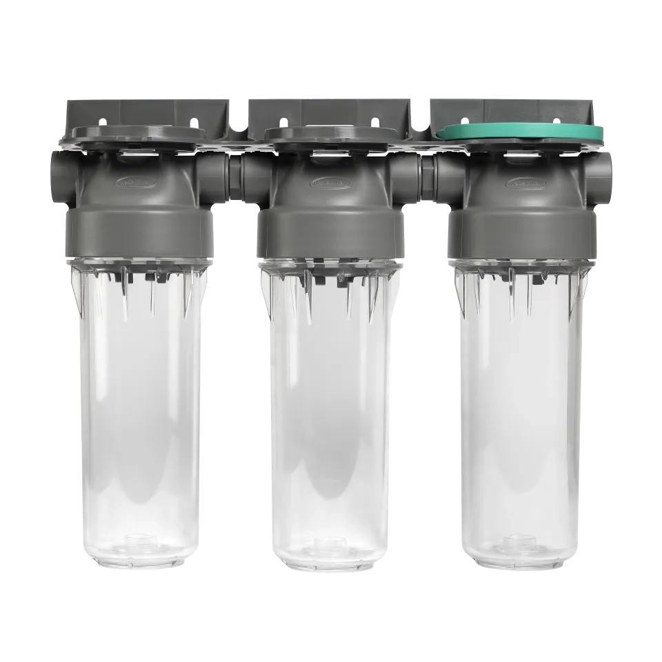 2P housing ECO TRIPLEX 9" ¾ transparent PET bowl 1 – 1"